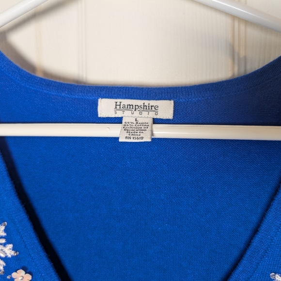 Hampshire Studio Blur Christmas Sweater Vest Zipper Sequins Beads Snowflakes L - Picture 3 of 4